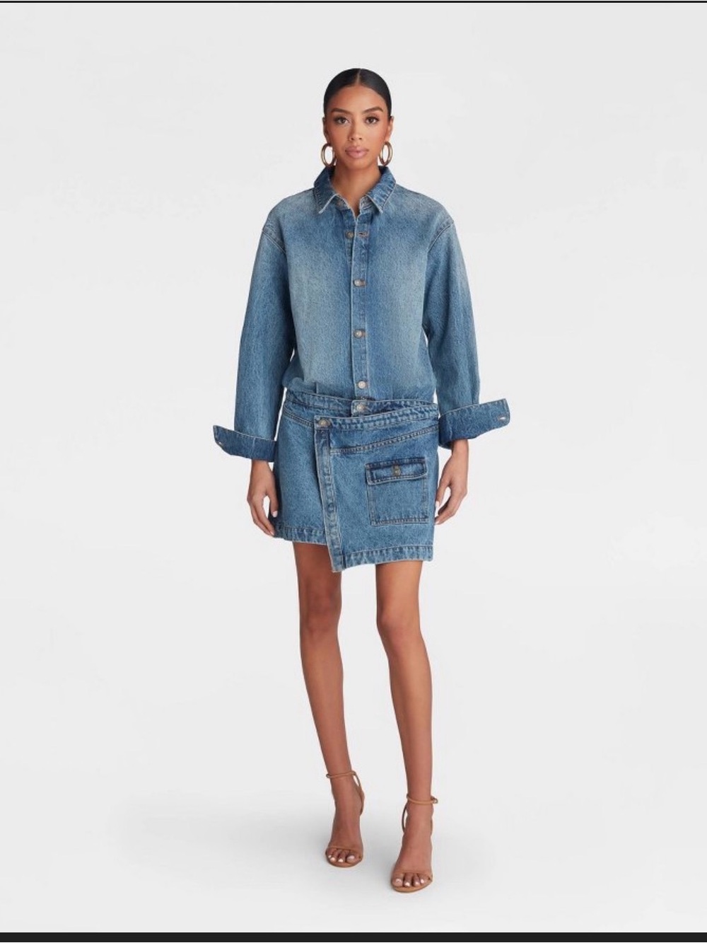 KBB by KAHLANA Women’s Long Sleeve ‘The Asymm Denim Dress’